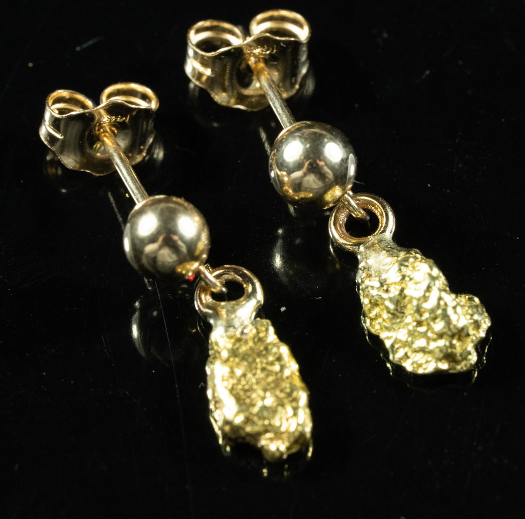 #630 Alaskan-Yukon BC Natural Gold Nugget Earrings 1.32 Grams