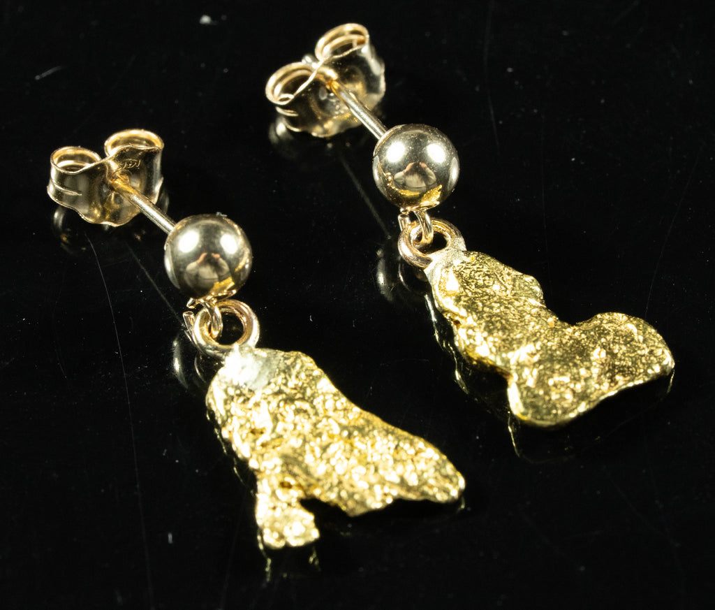 #635 Alaskan-Yukon BC Natural Gold Nugget Earrings 2.35 Grams