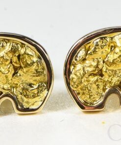 Gold Nugget Bear Earrings "Orocal" EBR1MOL Genuine Hand Crafted Jewelry - 14K Gold Casting