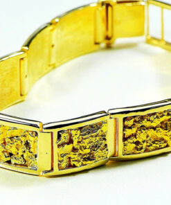 Gold Nugget Bracelet "Orocal" B16MM11L Genuine Hand Crafted Jewelry - 14K Gold Casting