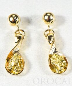 Gold Nugget Earrings "Orocal" EAJ054N/PD Genuine Hand Crafted Jewelry - 14K Gold Casting
