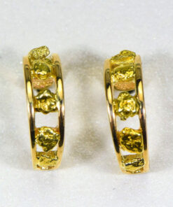 Gold Nugget Earrings "Orocal" EH18 Genuine Hand Crafted Jewelry - 14K Gold Casting