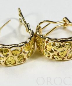 Gold Nugget Earrings "Orocal" EH184 Genuine Hand Crafted Jewelry - 14K Gold Casting