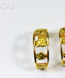 Gold Nugget Earrings "Orocal" EH19 Genuine Hand Crafted Jewelry - 14K Gold Casting