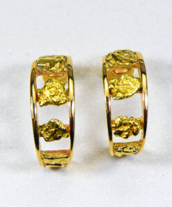 Gold Nugget Earrings "Orocal" EH20 Genuine Hand Crafted Jewelry - 14K Gold Casting