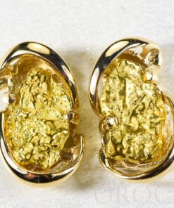 Gold Nugget Earrings "Orocal" EN784SN Genuine Hand Crafted Jewelry - 14K Gold Casting