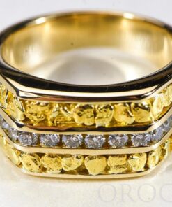 Gold Nugget Men's Ring "Orocal" RM1105DN Genuine Hand Crafted Jewelry - 14K Casting