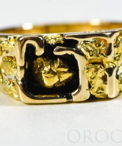 Gold Nugget Men's Ring "Orocal" RM176 Genuine Hand Crafted Jewelry - 14K Casting
