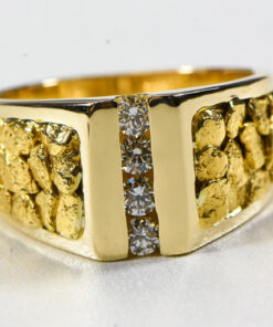 Gold Nugget Men's Ring "Orocal" RM376D40 Genuine Hand Crafted Jewelry