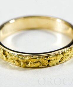 Gold Nugget Men's Ring "Orocal" RM4MM Genuine Hand Crafted Jewelry - 14K Casting