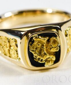 Gold Nugget Men's Ring "Orocal" RM674 Genuine Hand Crafted Jewelry - 14K Casting