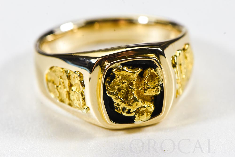 Gold Nugget Men's Ring "Orocal" RM674 Genuine Hand Crafted Jewelry - 14K Casting