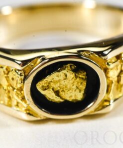 Gold Nugget Men's Ring "Orocal" RM73 Genuine Hand Crafted Jewelry - 14K Casting