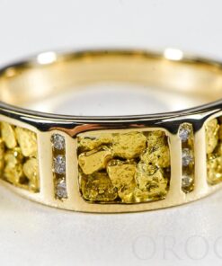 Gold Nugget Men's Ring "Orocal" RM732D12 Genuine Hand Crafted Jewelry - 14K Casting