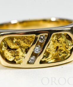 Gold Nugget Men's Ring "Orocal" RM816D10.5 Genuine Hand Crafted Jewelry - 14K Casting