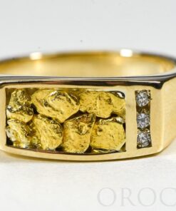 Gold Nugget Men's Ring "Orocal" RM817D12N Genuine Hand Crafted Jewelry - 14K Casting