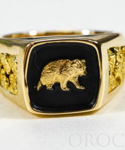 Gold Nugget Men's Ring "Orocal" RMAJ083 Genuine Hand Crafted Jewelry - 14K Casting