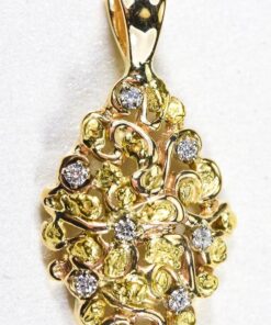 Gold Nugget Pendant "Orocal" PN239D14X Genuine Hand Crafted Jewelry - 14K Gold Yellow Gold Casting