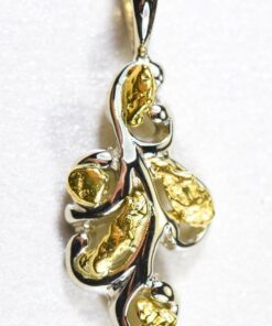 Gold Nugget Pendant "Orocal" PN284NWX Genuine Hand Crafted Jewelry - 14K Gold White Gold Casting