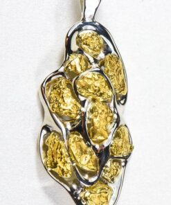 Gold Nugget Pendant "Orocal" PN305NWX Genuine Hand Crafted Jewelry - 14K Gold White Gold Casting
