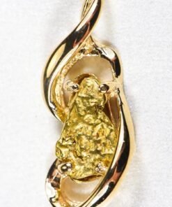 Gold Nugget Pendant "Orocal" PN784NX Genuine Hand Crafted Jewelry - 14K Gold Yellow Gold Casting