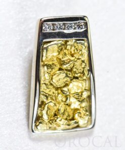 Gold Nugget Pendant "Orocal" PN892DNWX Genuine Hand Crafted Jewelry - 14K Gold White Gold Casting