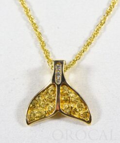 Gold Nugget Pendant Whales Tail "Orocal" PDLWT16SDN Genuine Hand Crafted Jewelry - 14K Gold Yellow Gold Casting