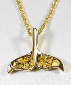 Gold Nugget Pendant Whales Tail "Orocal" PDLWT8LOL Genuine Hand Crafted Jewelry - 14K Gold Yellow Gold Casting