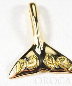 Gold Nugget Pendant Whales Tail "Orocal" PWT101X Genuine Hand Crafted Jewelry - 14K Gold Yellow Gold Casting