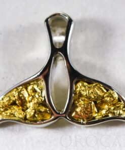 Gold Nugget Pendant Whales Tail "Orocal" PWT24WX Genuine Hand Crafted Jewelry - 14K Gold White Gold Casting