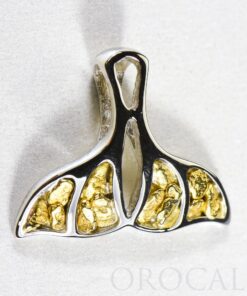 Gold Nugget Pendant Whales Tail "Orocal" PWT25NWX Genuine Hand Crafted Jewelry - 14K Gold White Gold Casting