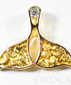 Gold Nugget Pendant Whales Tail "Orocal" PWT26DNX Genuine Hand Crafted Jewelry - 14K Gold Yellow Gold Casting