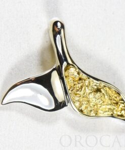 Gold Nugget Pendant Whales Tail "Orocal" PWT37NW Genuine Hand Crafted Jewelry - 14K Gold White Gold Casting