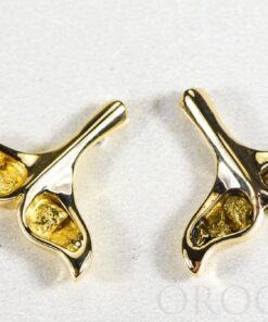 Gold Nugget Whale Tail Earrings "Orocal" EDLWT8SOL Genuine Hand Crafted Jewelry - 14K Gold Casting
