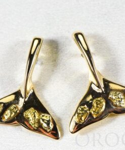 Gold Nugget Whale Tail Earrings "Orocal" EWT101 Genuine Hand Crafted Jewelry - 14K Gold Casting