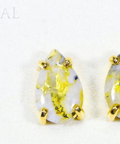 Gold Quartz Earrings "Orocal" E10*7Q Genuine Hand Crafted Jewelry - 14K Gold Casting