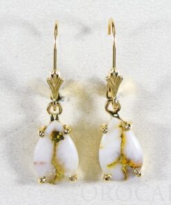 Gold Quartz Earrings "Orocal" E13*8Q/LB Genuine Hand Crafted Jewelry - 14K Gold Casting