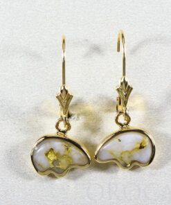 Gold Quartz Earrings "Orocal" EBR1SHQ/LB Genuine Hand Crafted Jewelry - 14K Gold Casting