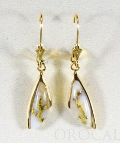 Gold Quartz Earrings "Orocal" EDL25Q/LB Genuine Hand Crafted Jewelry - 14K Gold Casting