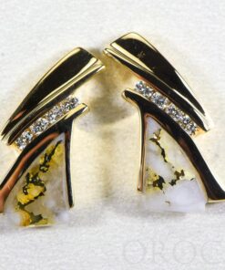 Gold Quartz Earrings "Orocal" EDL74D16Q Genuine Hand Crafted Jewelry - 14K Gold Casting