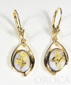 Gold Quartz Earrings "Orocal" EN1117Q/LB Genuine Hand Crafted Jewelry - 14K Gold Casting