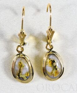 Gold Quartz Earrings "Orocal" EN708Q/LB Genuine Hand Crafted Jewelry - 14K Gold Casting