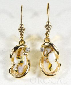 Gold Quartz Earrings "Orocal" EN784SDQ/LB Genuine Hand Crafted Jewelry - 14K Gold Casting