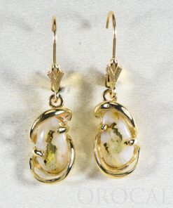 Gold Quartz Earrings "Orocal" EN784SQ/LB Genuine Hand Crafted Jewelry - 14K Gold Casting