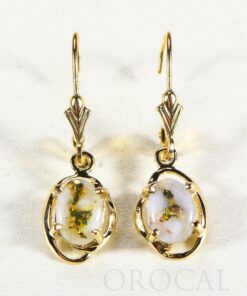 Gold Quartz Earrings "Orocal" EN805XSQ/LB Genuine Hand Crafted Jewelry - 14K Gold Casting