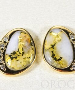 Gold Quartz Earrings "Orocal" ESC106DQ Genuine Hand Crafted Jewelry - 14K Gold Casting