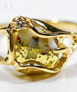 Gold Quartz Ladies Ring "Orocal" RL1079DQ Genuine Hand Crafted Jewelry - 14K Gold Casting
