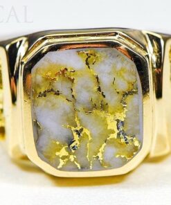 Gold Quartz Mens Ring "Orocal" RM962Q Genuine Hand Crafted Jewelry - 14K Gold Casting