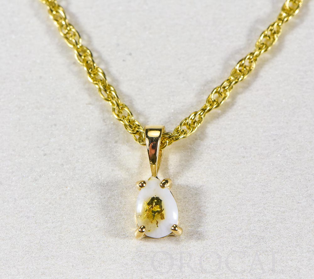 Gold Quartz Pendant "Orocal" P7*5QX Genuine Hand Crafted Jewelry - 14K Gold Yellow Gold Casting