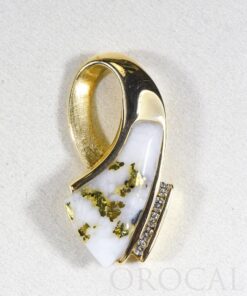 Gold Quartz Pendant "Orocal" PDL4D15QX Genuine Hand Crafted Jewelry - 14K Gold Yellow Gold Casting